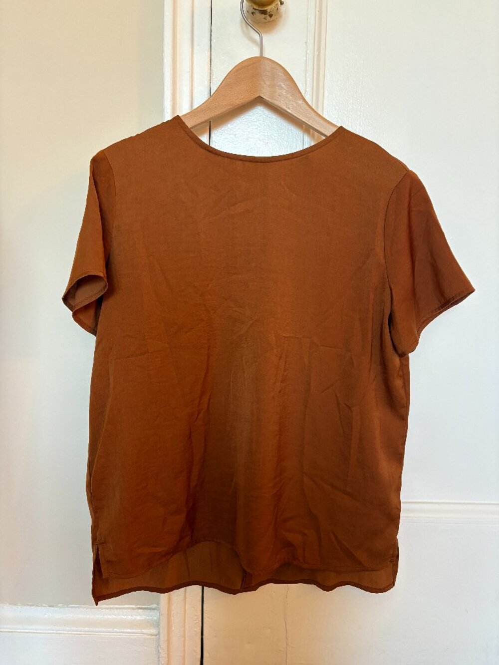 Banana Republic Factory Silky Short-Sleeve Top Rust Color